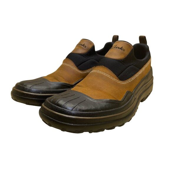 Clarks Men’s Brown & Black Leather Waterproof Slip-On Outdoor Shoes Size 7M main image 4